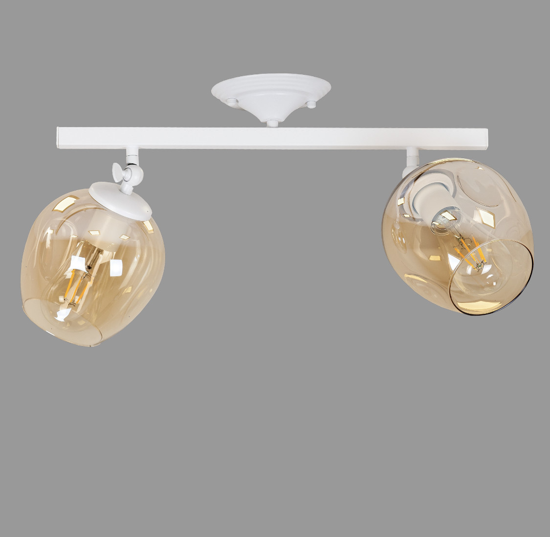 Біла стельова люстра на 2 лампи molecule (56-XPR0231F-2 WH+BR)