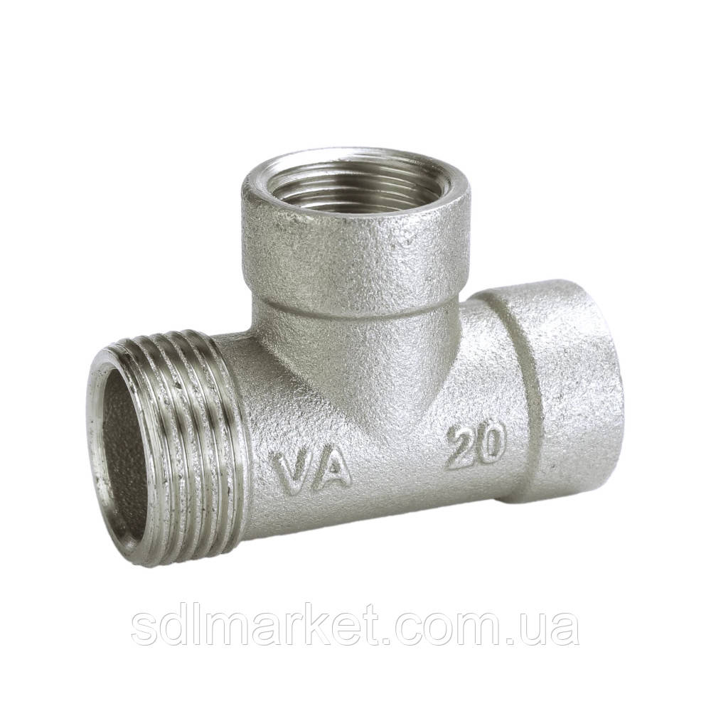 Трійник редукційний нікельований 3/4 ⁇ ВР х 1/2 ⁇ ВРх 1/2 ⁇ ВР штампований A0225А (нк)