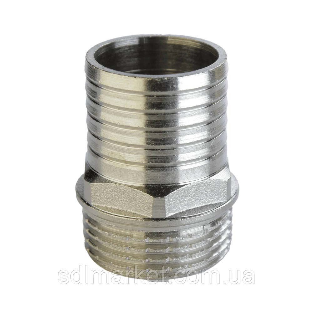 Штуцер нікельований 3/4 ⁇  ЗР х 25 мм штампований А2052А (нк)