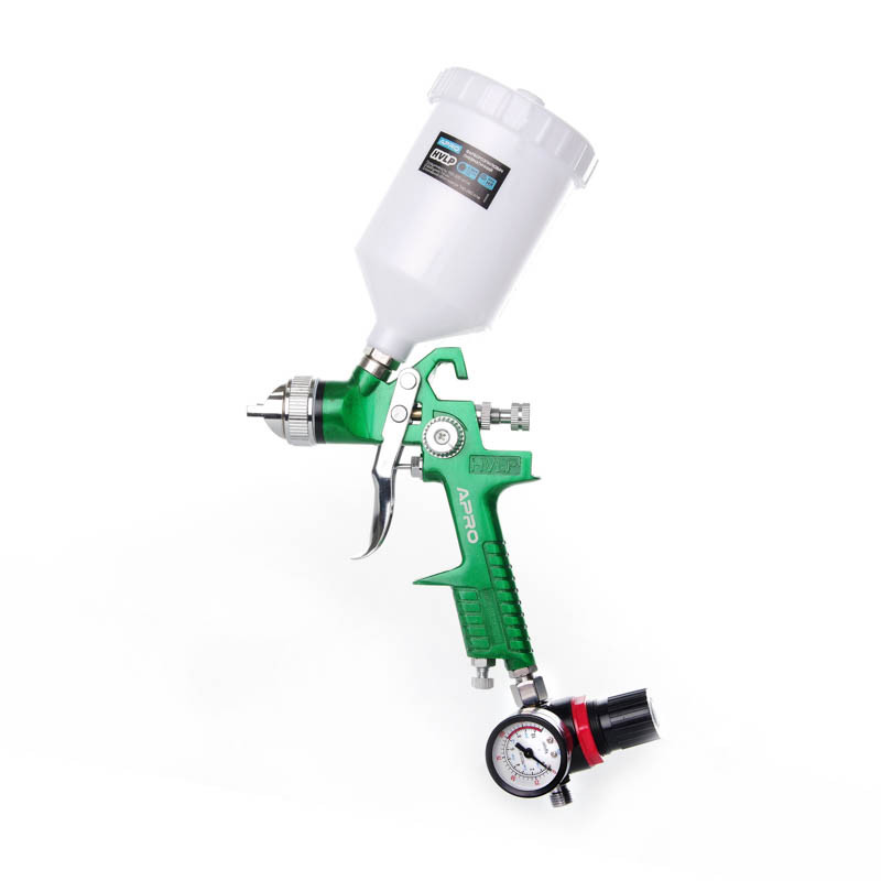 APRO Фарборозпилювач HVLP Ø1.4 мм в/б пласт. 600 мл з редуктором, фото 1