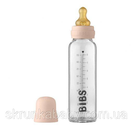 Скляна дитяча пляшечка BIBS Baby Glass Bottle повний комплект 225 мл Blush