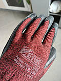 Рукавички робочі міцні трикотажні бордові з гумовим покриттям WERK захисні 10 клас, фото 7