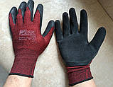 Рукавички робочі міцні трикотажні бордові з гумовим покриттям WERK захисні 10 клас, фото 3