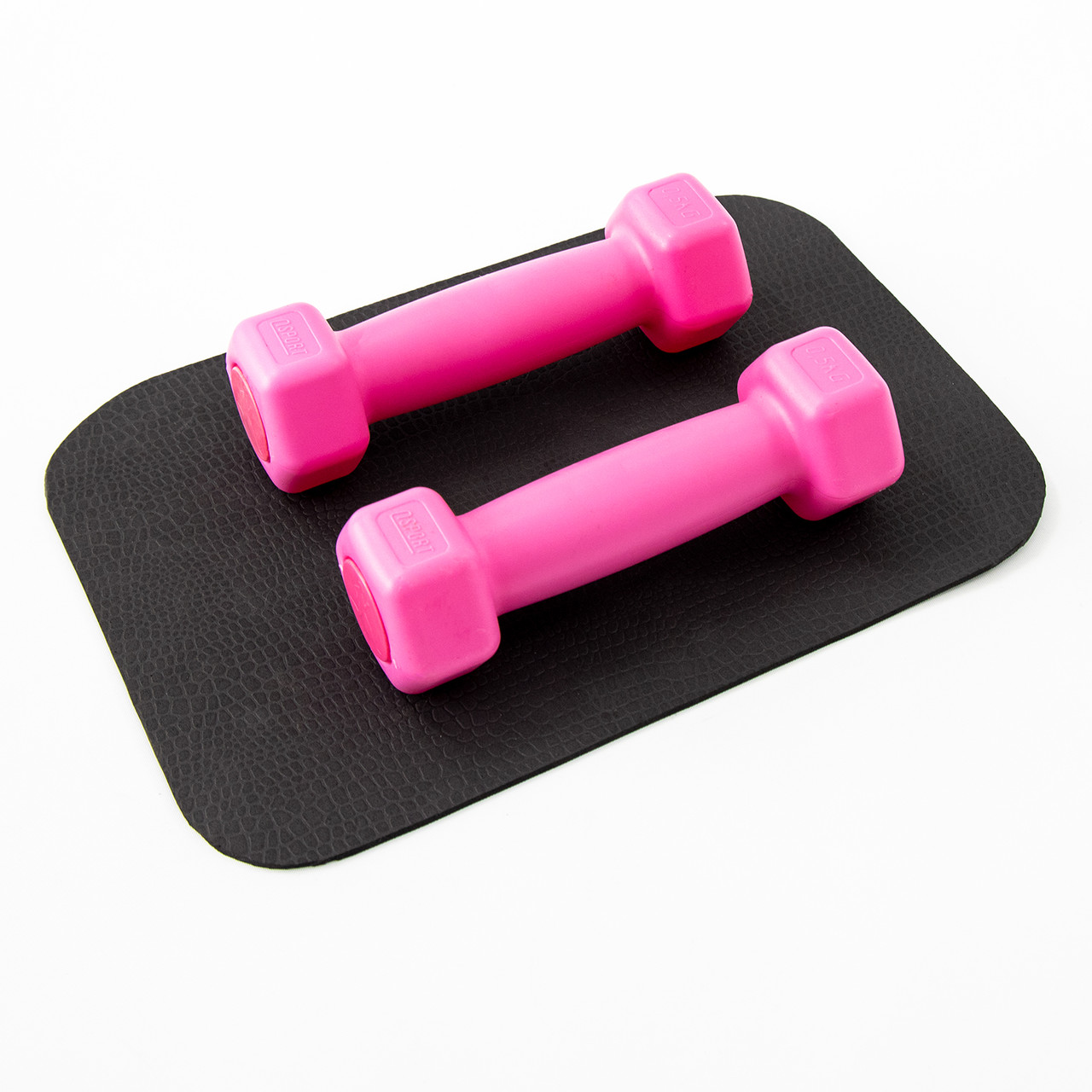 Гантелі для фітнесу пластикові цільні (нерозбірні) + килимок OSPORT Lite 2шт по 0,5 кг (OF-0213) Рожевий