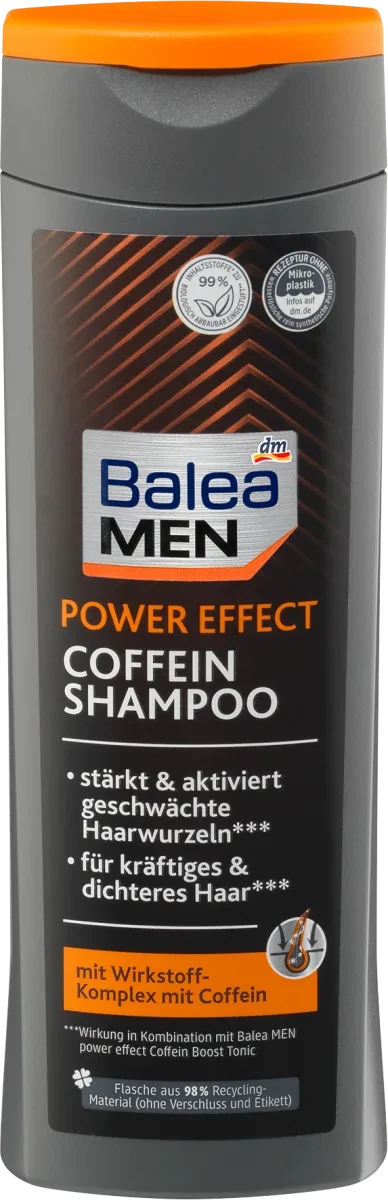 Balea Men Shampoo Power Effect Coffein Чоловічий шампунь зміцнюючий, стимулюючий ріст волосся з кофеїном 250 мл