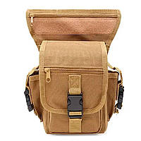 Тактическая сумка на пояс и бедро на 5л, Песок A05 / Армейская мужская сумка на ногу / Поясная сумка