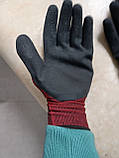 Рукавички робочі міцні трикотажні бордові з гумовим покриттям WERK захисні 10 клас, фото 6