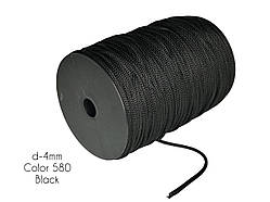 Шнур круглий одежний чорний діаметр 4 мм