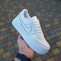 Чоловічі літні шкіряні кросівки Nike Air Force 1 '07 Білі кросівки найк аір форс чудової якості