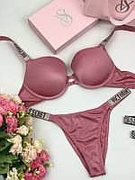 Комплект женского нижнего белья Victoria`s Secret женские трусики и бюстгальтер - размер 80B - Розовый