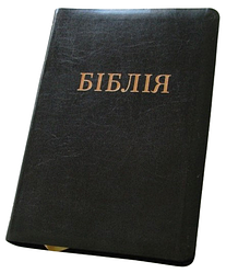 Біблія 075ti Чорна, шкіра, розмір 17 х 24 см, золотий зріз, індекси (артикул 10742)