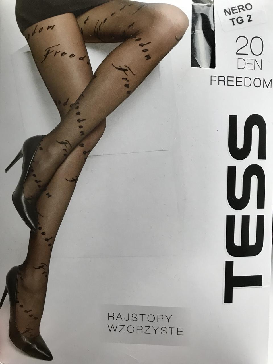 Колготки 20 ден з написами "Freedom" Tess Freedom 20 чорні 2 3 4