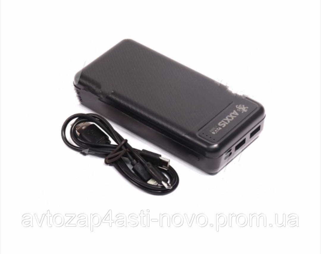 Повербанк 20000mAh, Fast Charge 5V2A + кабель заряджання AXXIS