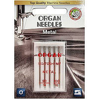Иглы швейные для метализированных нитей ORGAN METAL №90/100 для бытовых швейных машин блистерная упаковка 5 шт