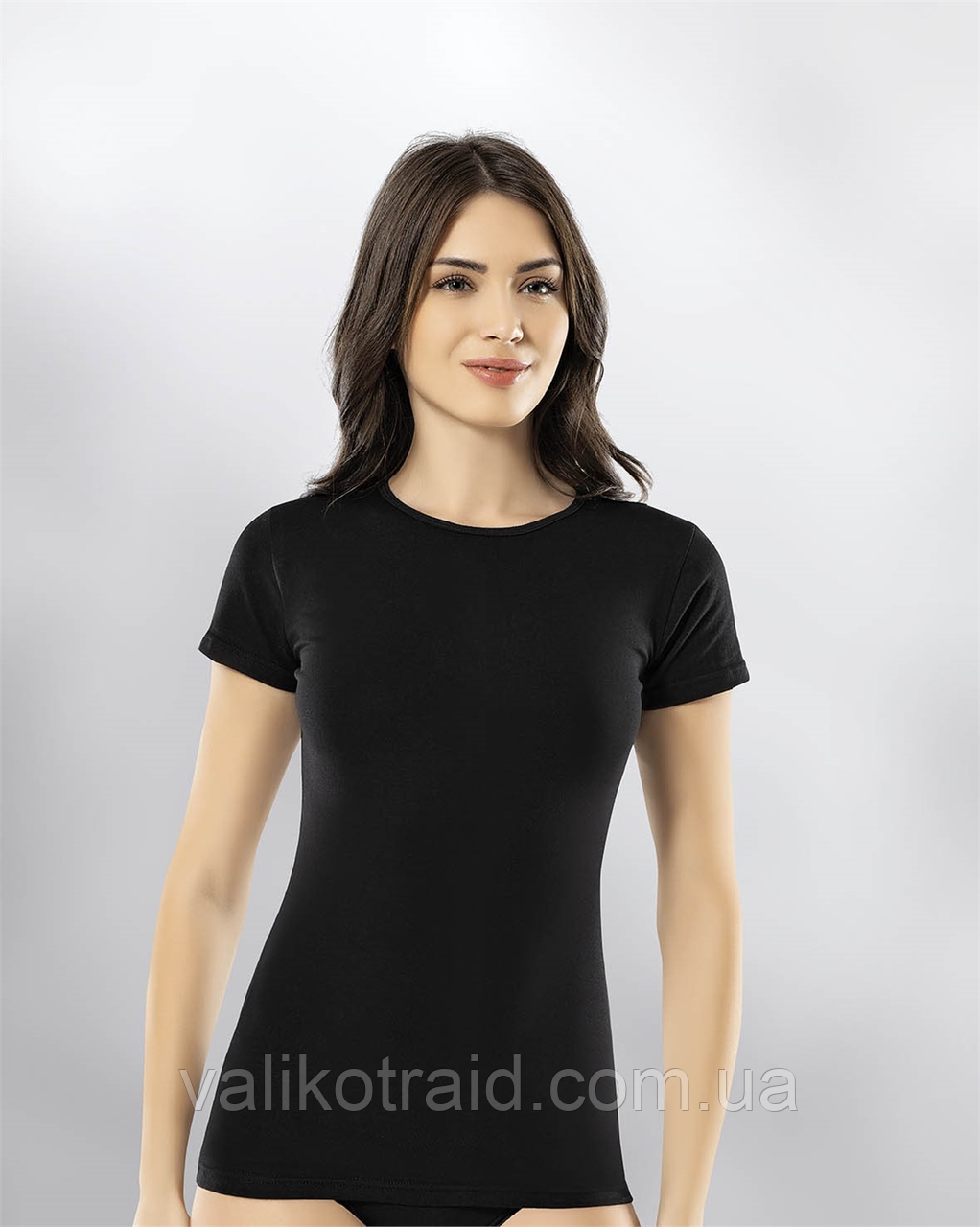 Чорна жіноча футболка бавовняна розмір XL ( 48) Kota норма