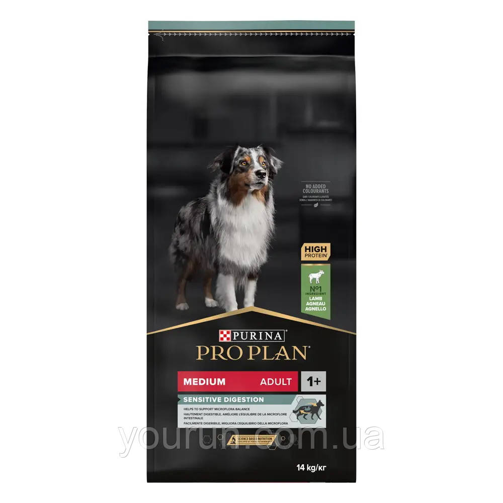 Purina Pro Plan Medium Sensitive Digesion Adult - Сухий корм для собак середніх порід з ягням 14кг