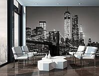 Флизелиновые фотообои в зал 368 x 254 см Город Нью-Йорк: Ночной бруклинский мост (13032V8)+клей