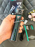 Професійна акумуляторна машинка для стриження волосся VGR V-009 тример для бороди та вусів Green