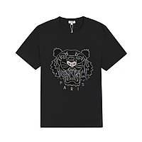 Чёрная футболка с тигром мужская женская унисекс с логотипом