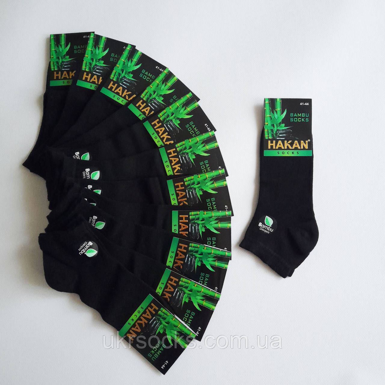 Шкарпетки чоловічі укорочені Hakan бамбукові арома чорні без шва 41-44 | 12 пар