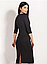 Трикотажне плаття-футляр жіноче стильне міді демісезонне у великих розмірах L, XL, колір червоний, чорний, фото 2