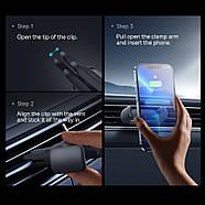 Тримач для телефона автомобільний в дефлектор BASEUS Steel Cannon 2 Air Outlet Version (чорний), фото 8