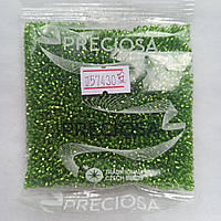 Чешский бисер Preciosa блестящий зеленый с квадратной серединкой 50г 10/0 57430