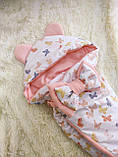 Демісезонний конверт + комбінезон для новонароджених дівчаток, принт метелики, фото 3
