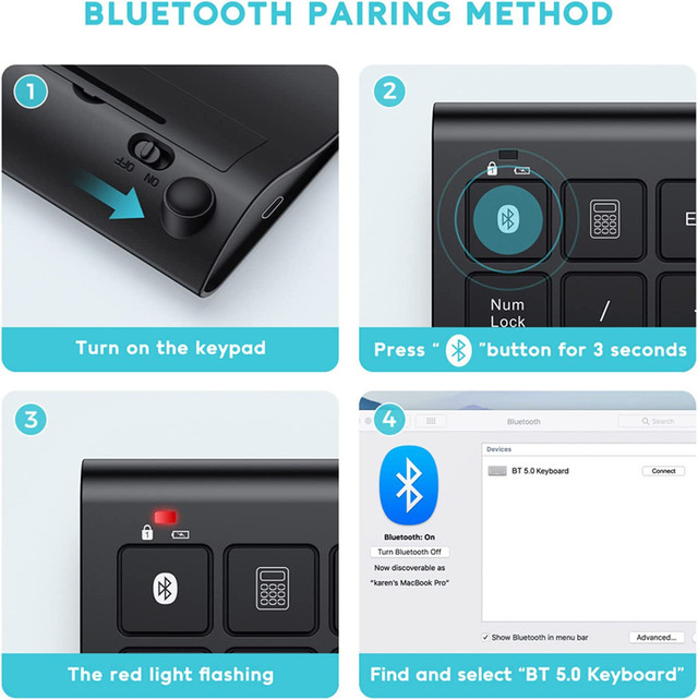 Клавіатура цифрова бездротова bluetooth 22 клавіші з акумулятором