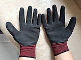 Рукавички робочі міцні трикотажні бордові з гумовим покриттям WERK захисні 10 клас, фото 4