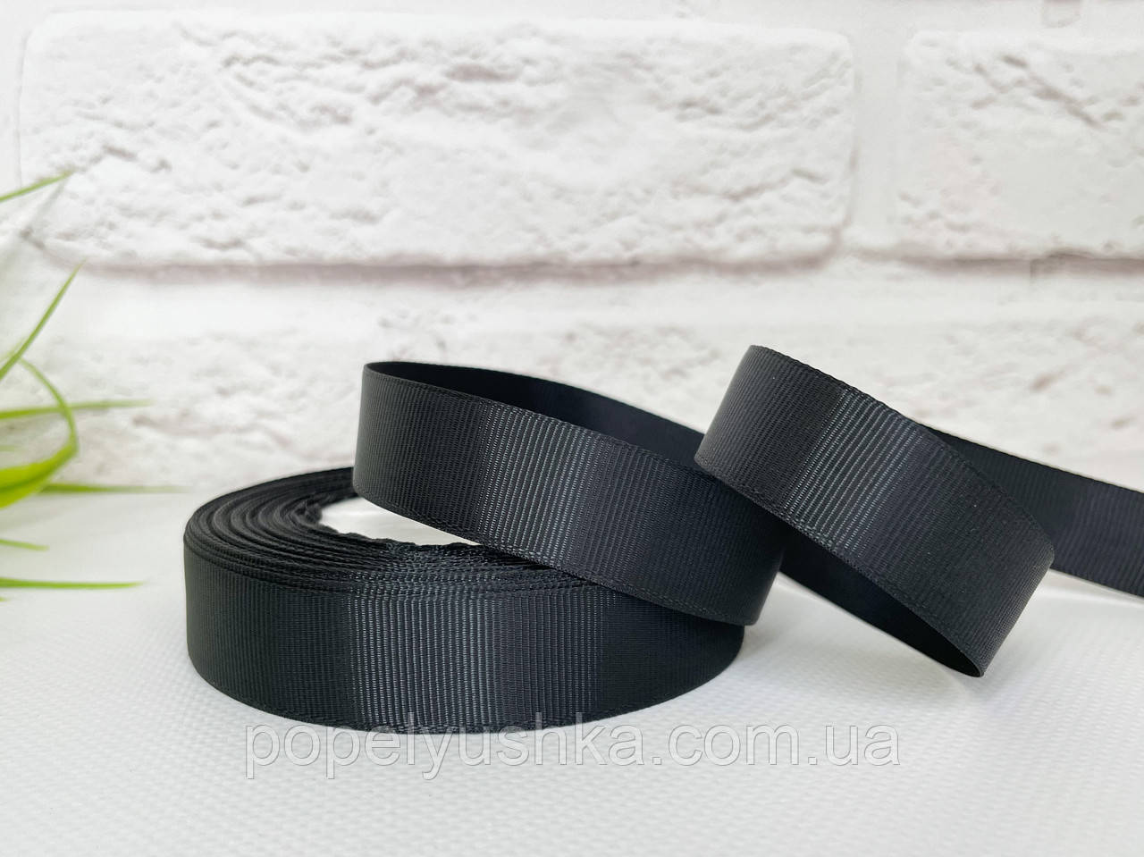 Стрічка репсова 2,5 см чорна, фото 1