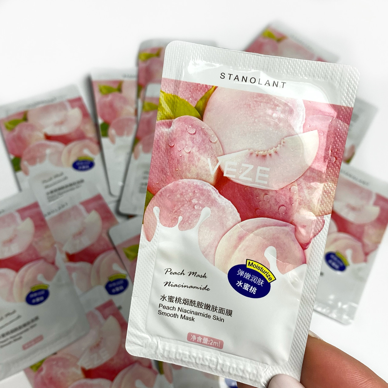 Нічна маска для обличчя Veze Peach Niacinome з екстрактом персика (упаковка 30 шт), фото 1