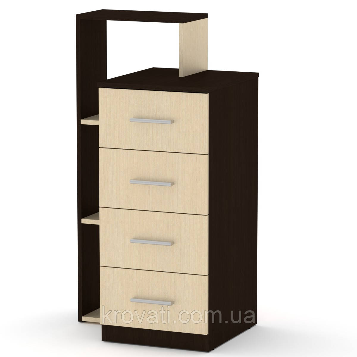 Комод на 4 ящики з полицями Компаніт 4-1 Л, Венге комбі