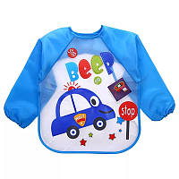 Слюнявчик - нагрудник с рукавами "Синяя машина"