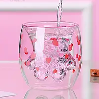 Чаша стеклянная с двойным стеклом "Розовая лапка", 250 мл