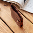 Стильний коньячний гаманець Liberty з натуральної вінтажної шкіри ручної роботи з фіксацією на кнопці Портмоне, фото 7