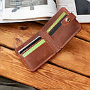 Стильний коньячний гаманець Liberty з натуральної вінтажної шкіри ручної роботи з фіксацією на кнопці Портмоне, фото 8