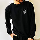 Світшот чоловічий (S-2XL) з шевронами "Тризуб з мечем", Чорний / Толстовка кофта з нашивкою герб України, S, фото 4