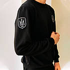 Світшот чоловічий (S-2XL) з шевронами "Тризуб з мечем", Чорний / Толстовка кофта з нашивкою герб України, S, фото 5