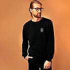 Світшот чоловічий (S-2XL) з шевронами "Тризуб з мечем", Чорний / Толстовка кофта з нашивкою герб України, S, фото 2