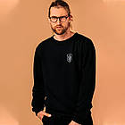 Світшот чоловічий (S-2XL) з шевронами "Тризуб з мечем", Чорний / Толстовка кофта з нашивкою герб України, S, фото 3