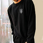 Світшот чоловічий (S-2XL) з шевронами "Тризуб з мечем", Чорний / Толстовка кофта з нашивкою герб України, S, фото 6