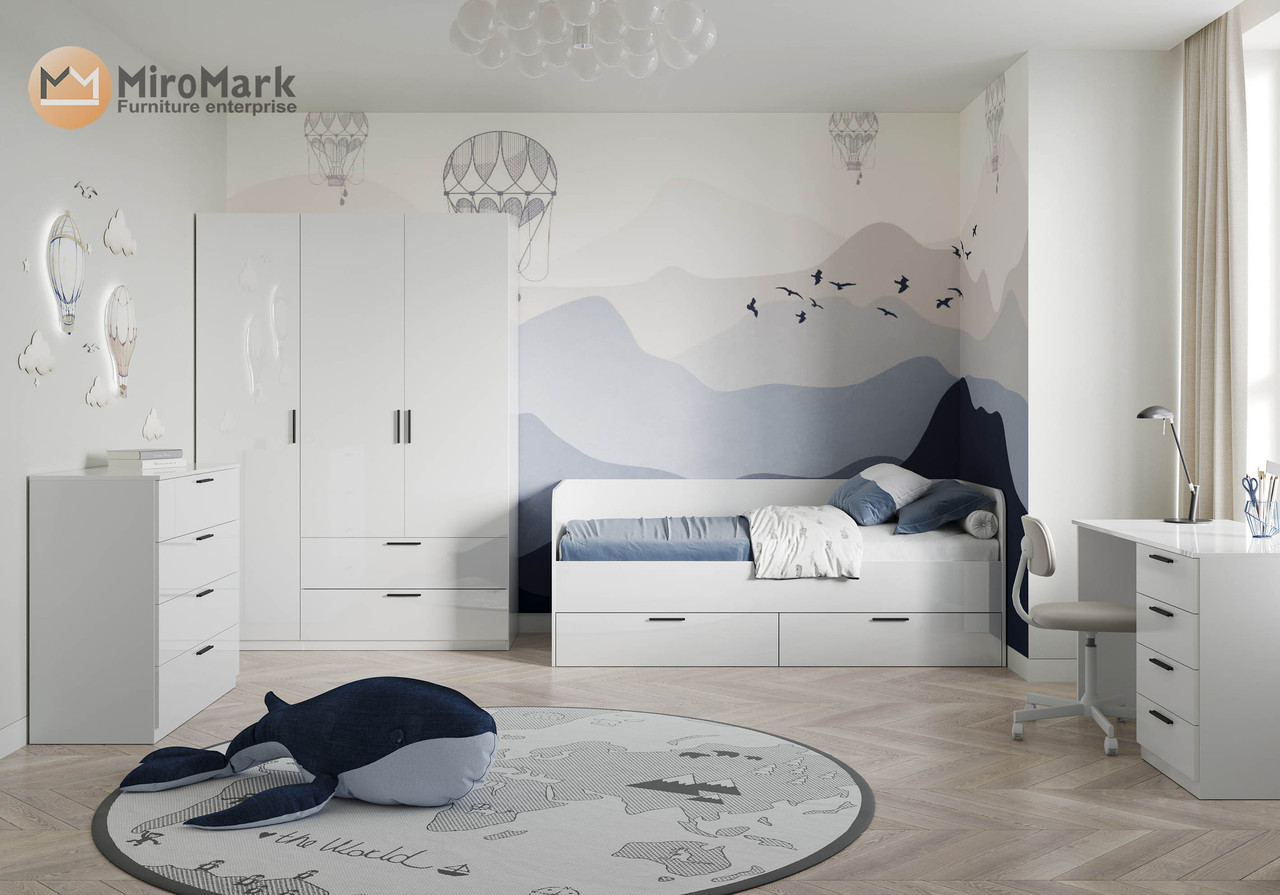 Комплект білих меблів в дитячу кімнату "Хеппі" від "Миро-Марк"