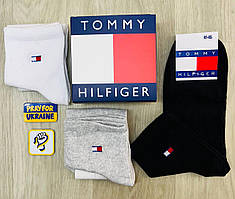 Набір чоловічих демісезонних середніх шкарпеток Tommy Hilfiger розмір 41-45 асорті 3 пари