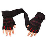 Рукавички GLOVES безпалі XL чорний червоний 03696, фото 3