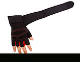Рукавички GLOVES безпалі XL чорний червоний 03696, фото 5