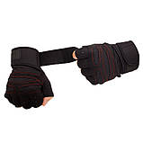 Рукавички GLOVES безпалі XL чорний червоний 03699, фото 3