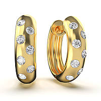 Золотые серьги кольца с бриллиантами 0,28 карат. Желтое золото