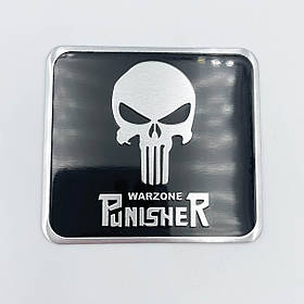 Металевий шильдик емблема Punisher Warzone "Череп Каратель" - Чорний (60 х 55 мм)