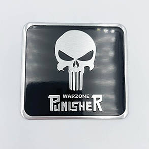 Металевий шильдик емблема Punisher Warzone "Череп Каратель" - Чорний (60 х 55 мм), фото 1